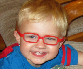 20 month old boy wearing glasses