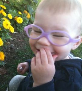 14 month old girl in glasses