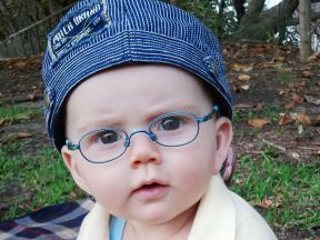 baby boy wearing glasses