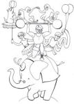 Coloring page 3: circus scene, by Meagan Nishi