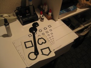 One of the eye charts at Zoe's exam.  This is a Lea chart.