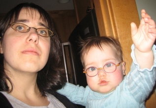 girls with glasses (I'm looking at the camera's viewfinder in the mirror)